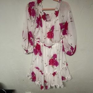 PRICED REDUCED!! White and Pink Floral Betsy Johnson Dress - Size 14